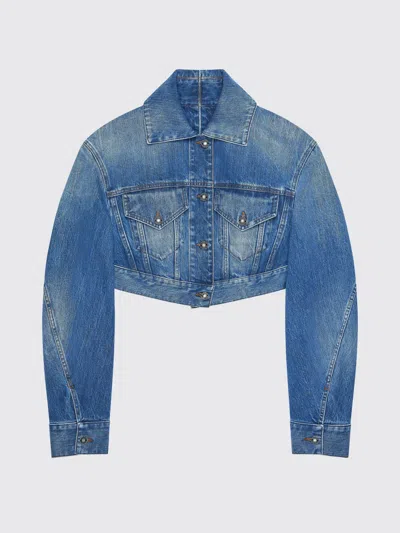 Givenchy Crop Open Back Denim Jacket In Blue