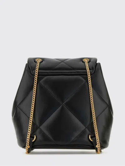 Tory Burch Kira Black Backpack With Metallic Logo Plate On The Front In Quilted Leather Woman In Black