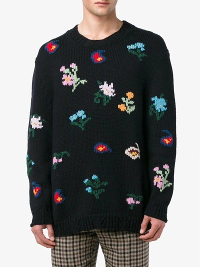Shop Gucci Floral Accent Knit Jumper