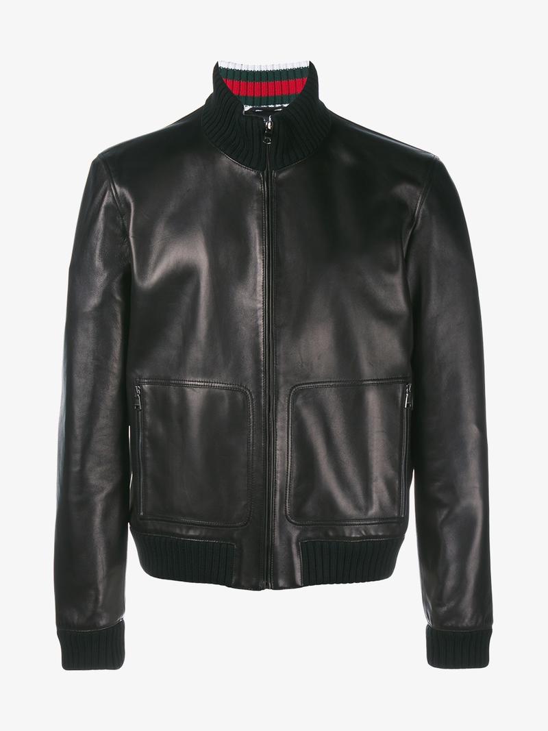gucci leather jacket bomber