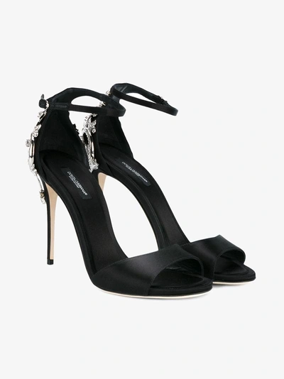 Shop Dolce & Gabbana Black Crystal 110 Satin Sandals