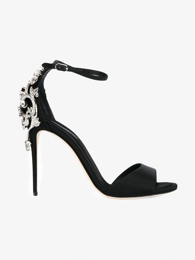 Shop Dolce & Gabbana Black Crystal 110 Satin Sandals