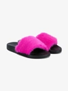 GIVENCHY GIVENCHY LADIES FUCHSIA PINK AND BLACK URBAN FUR SLIDES, SIZE: 35,BE0820980611642528