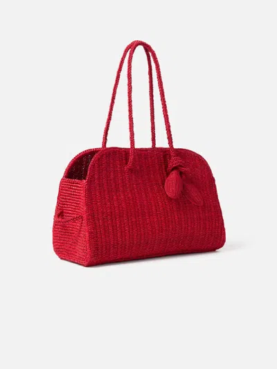 Jacquemus Medium Le Turismo Raffia Shoulder Bag In Burgundy