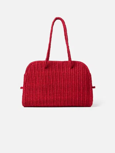 Jacquemus Medium Le Turismo Raffia Shoulder Bag In Burgundy
