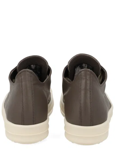 Rick Owens Brown Solid Low Sneakers In Gray