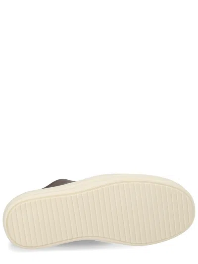 Rick Owens Brown Solid Low Sneakers In Gray