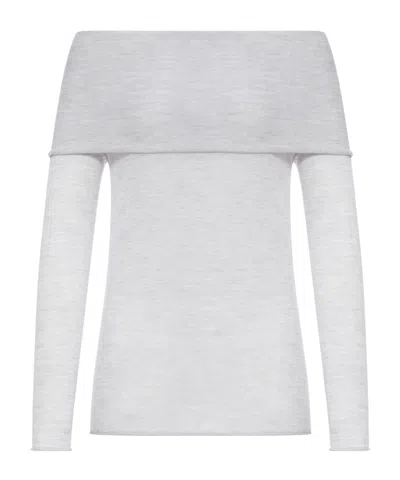 Roberto Collina Off-the-shoulder Pullover In Gray