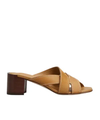 Tod's Suede And Leather Mules In Brown