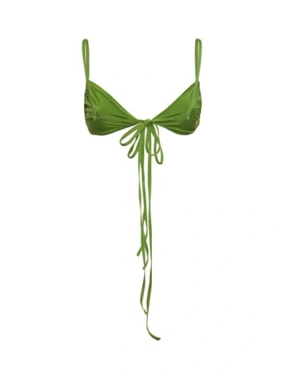 Christopher Esber Tie Front  Back Bikini Top In Green