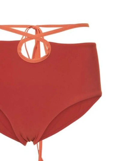 Christopher Esber Loop Tie High Rise Bikini Bottoms In Red