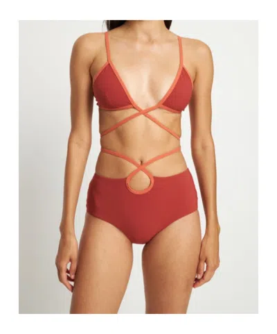 Christopher Esber Loop Tie High Rise Bikini Bottoms In Red