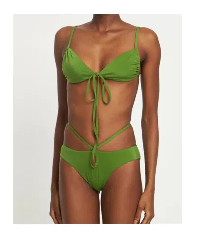 Christopher Esber Tie Front  Back Bikini Top In Green