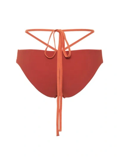 Christopher Esber Loop Tie Lycra Bikini Bottoms In Brown