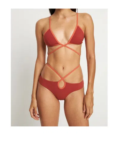 Christopher Esber Loop Tie Lycra Bikini Bottoms In Brown