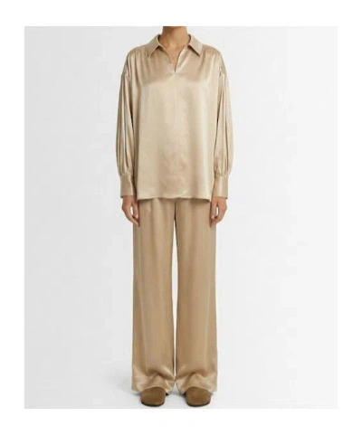 By Malene Birger Cabello Wide Leg Satin Trousers In Neutral
