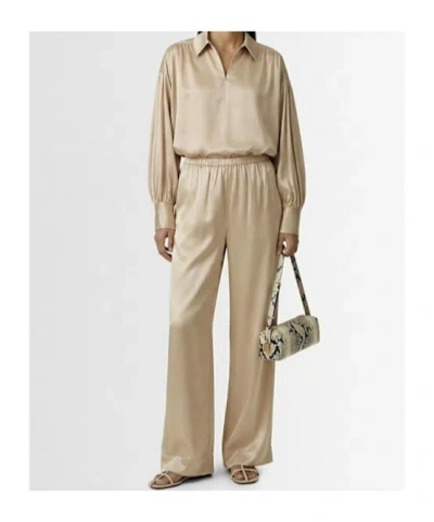 By Malene Birger Cabello Wide Leg Satin Trousers In Neutral