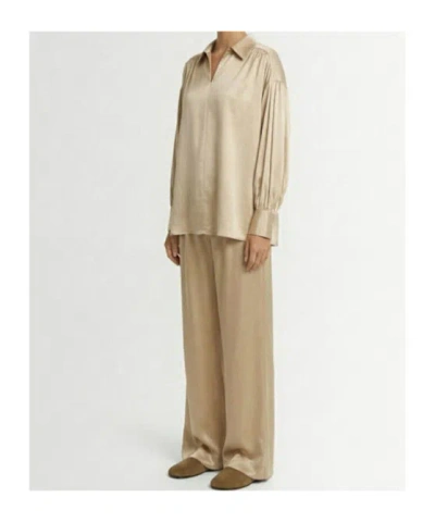 By Malene Birger Cabello Wide Leg Satin Trousers In Neutral