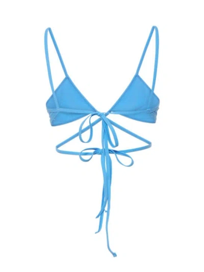 Christopher Esber Wrapped Tie Lycra Bikini Top In Blue