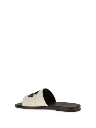Dolce & Gabbana Canvas Sandals Flat Sole Open Toe In Multi