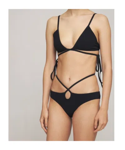 Christopher Esber Loop Tie High Rise Bikini Bottoms In Black