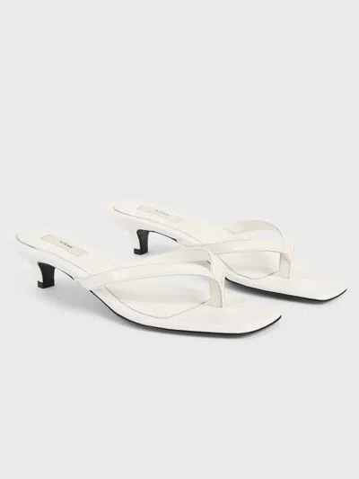 Totême Off-white Croco-embossed Leather Heeled Flip-flop Sandals