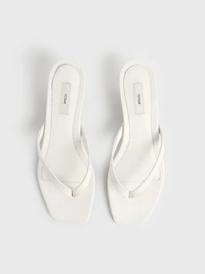 Totême Off-white Croco-embossed Leather Heeled Flip-flop Sandals
