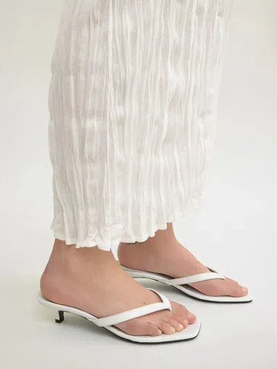 Totême Off-white Croco-embossed Leather Heeled Flip-flop Sandals