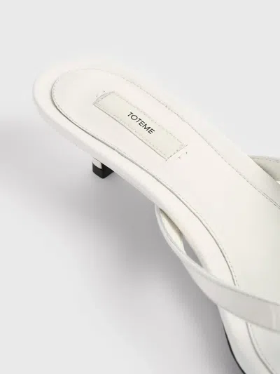 Totême Off-white Croco-embossed Leather Heeled Flip-flop Sandals