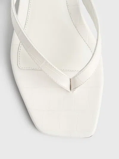 Totême Off-white Croco-embossed Leather Heeled Flip-flop Sandals