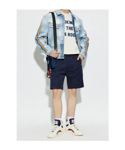 Dsquared2 Distressed Embroidered Denim Jacket In Blue