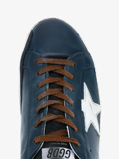 Shop Golden Goose Blue Leather Superstar Sneakers