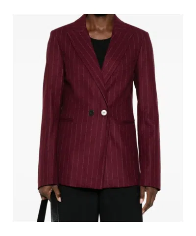 Forte Forte Pinstripe-pattern Double-breasted Blazer In Burgundy