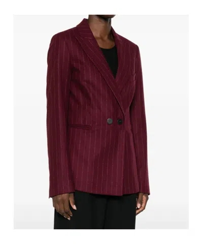 Forte Forte Pinstripe-pattern Double-breasted Blazer In Burgundy
