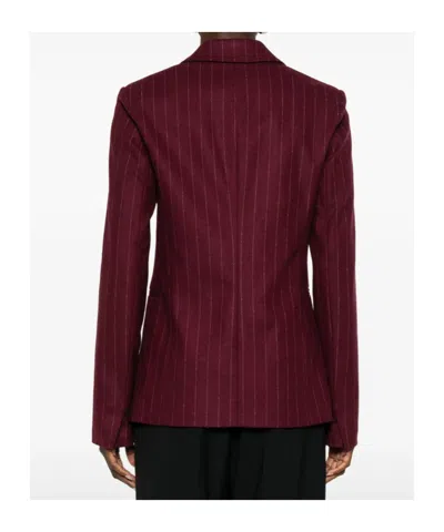 Forte Forte Pinstripe-pattern Double-breasted Blazer In Burgundy