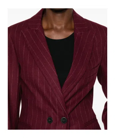 Forte Forte Pinstripe-pattern Double-breasted Blazer In Burgundy