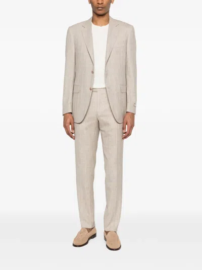 Canali Button Blazer Suit In White