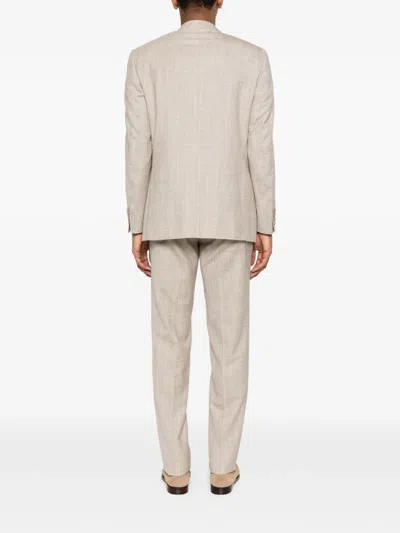 Canali Button Blazer Suit In White