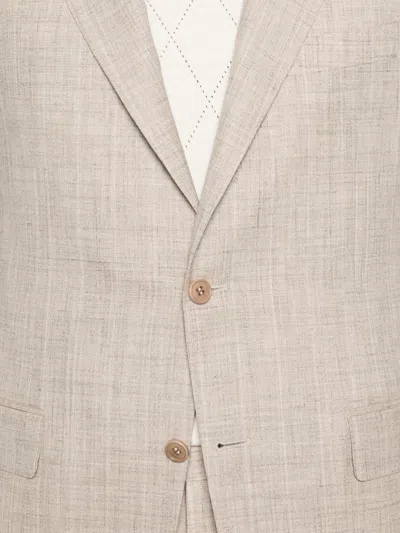 Canali Button Blazer Suit In White