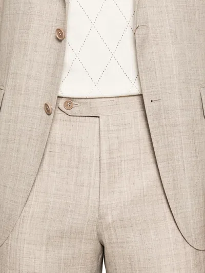 Canali Button Blazer Suit In White