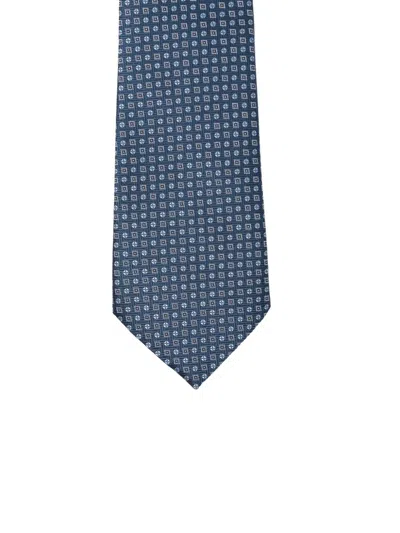 Canali Patterned Tie In Blue