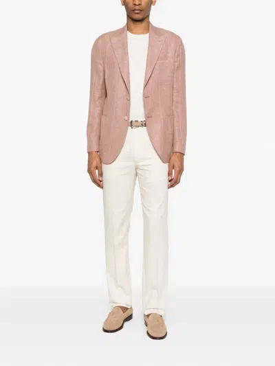 Eleventy Check Button Blazer In Pink