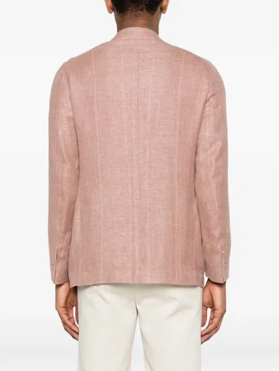 Eleventy Check Button Blazer In Pink