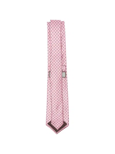 Canali Geometric-pattern Tie In Pink