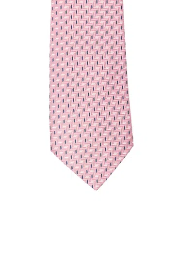 Canali Geometric-pattern Tie In Pink