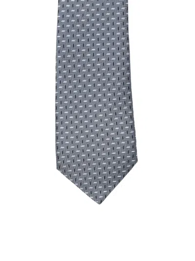 Canali Geometric-pattern Tie In Blue