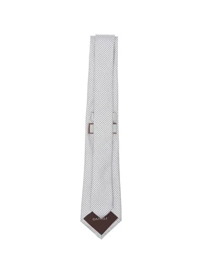 Canali Patterned Tie In White