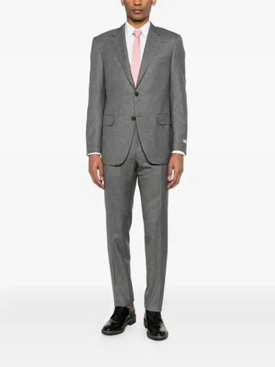 Canali Button Blazer In Gray