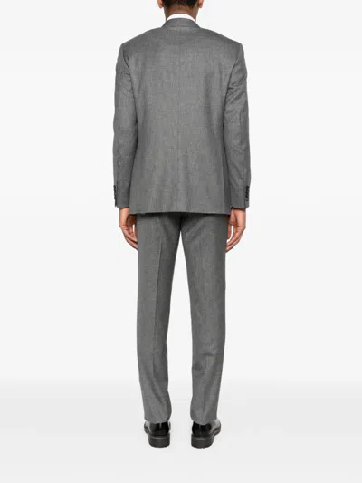 Canali Button Blazer In Gray
