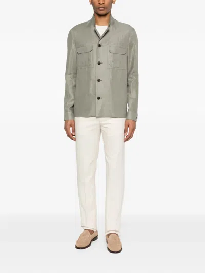 Corneliani Button Flap-pocket Jacket In Gray